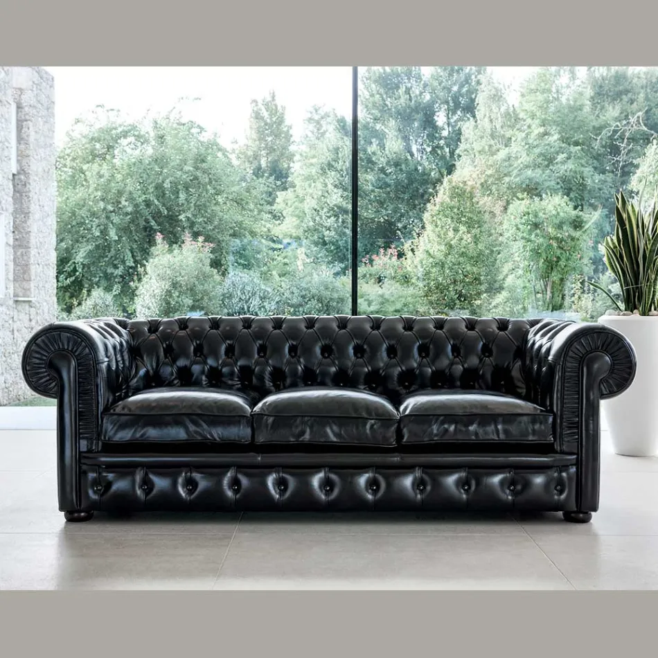 Sofá Clássico com Pés Cebola em Madeira de Faia Made in Italy - Spassoso Viadurini