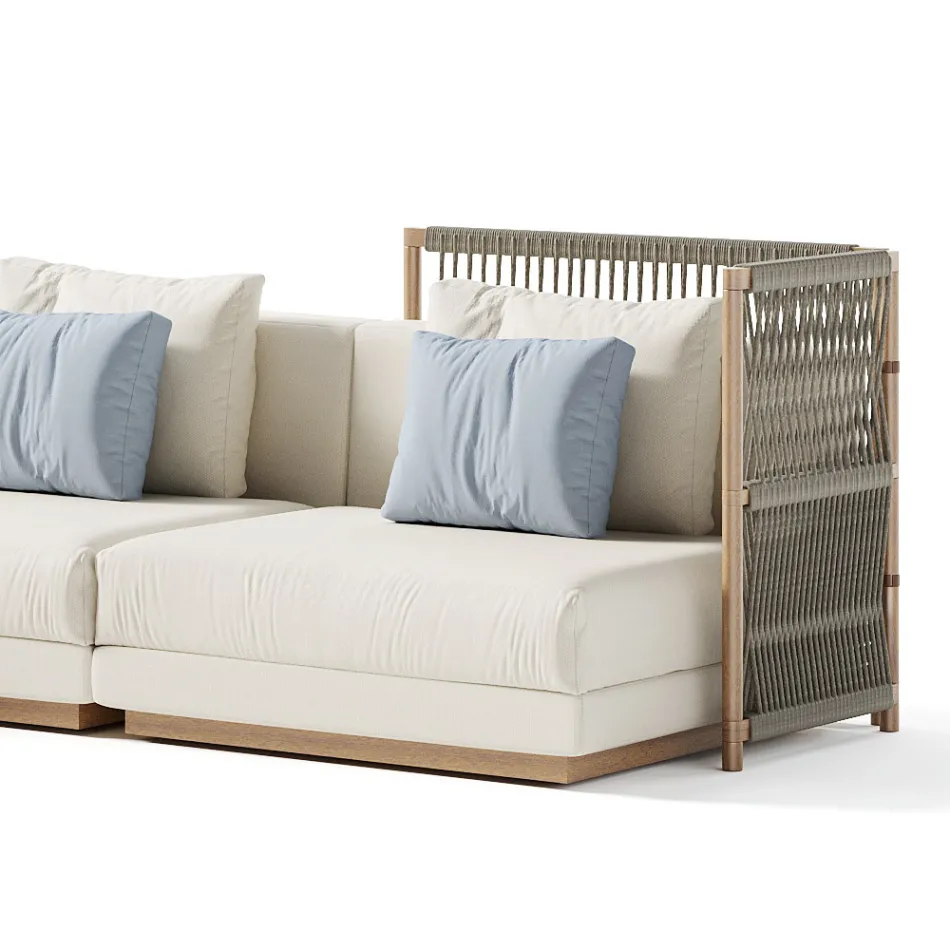 Sofá exterior modular em tecido estofado fabricado na Itália - Rubik Viadurini