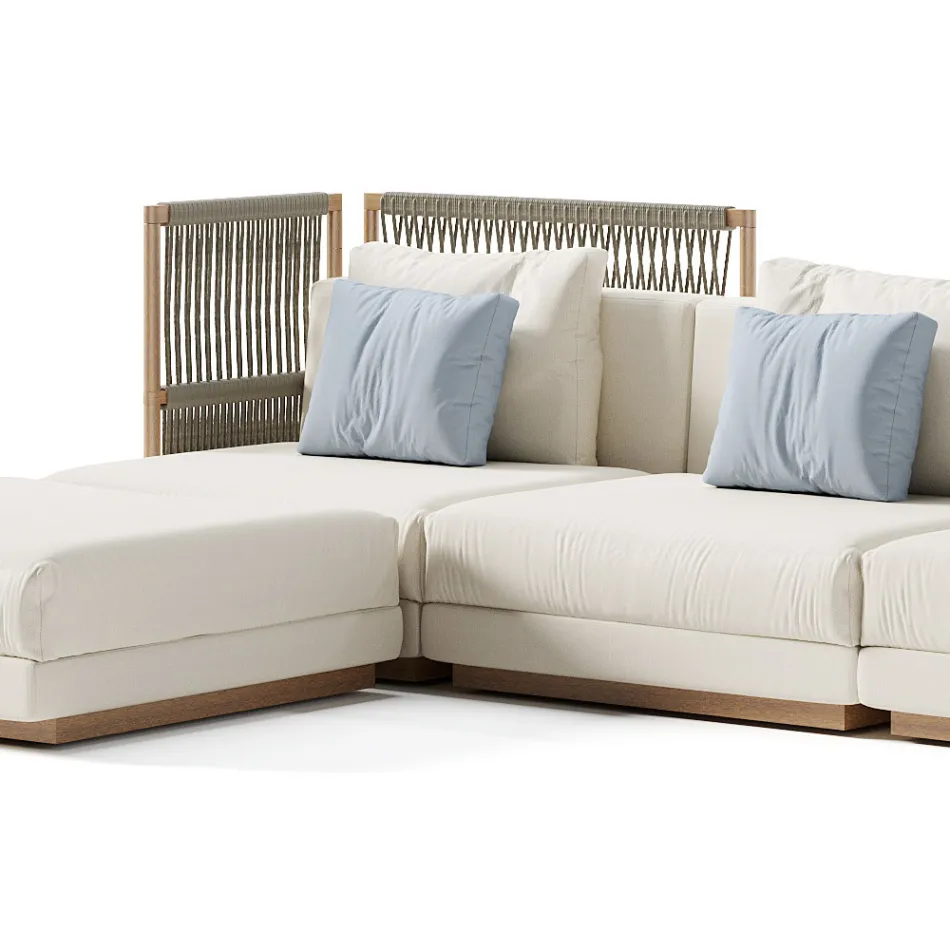 Sofá exterior modular em tecido estofado fabricado na Itália - Rubik Viadurini