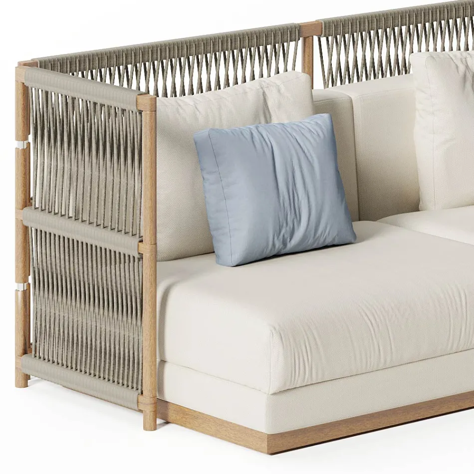 Sofá de Jardim Secional com Estrutura em C em Madeira Made in Italy - Rubik Viadurini