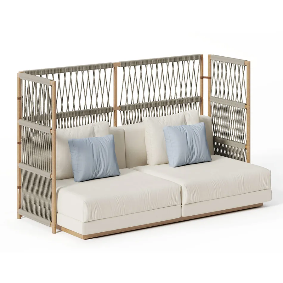 Sofá de Jardim Secional com Estrutura em C em Madeira Made in Italy - Rubik Viadurini