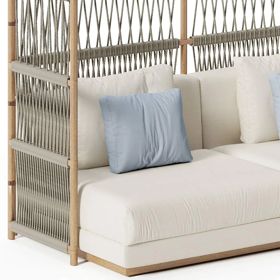 Sofá de Jardim Secional com Estrutura em C em Madeira Made in Italy - Rubik Viadurini