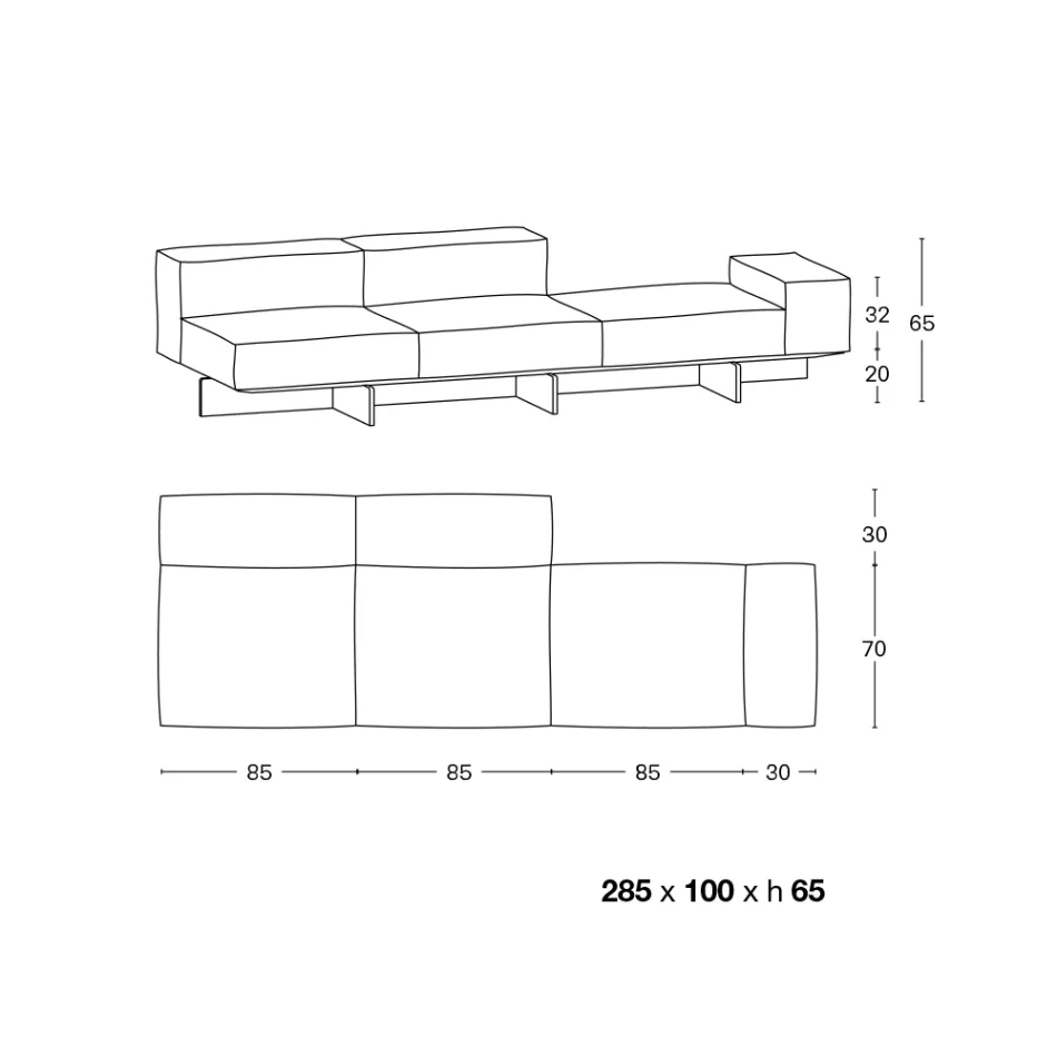 Sofá com Base de Vidro Extratransparente e Assento de Tecido Made in Italy - Rory Viadurini