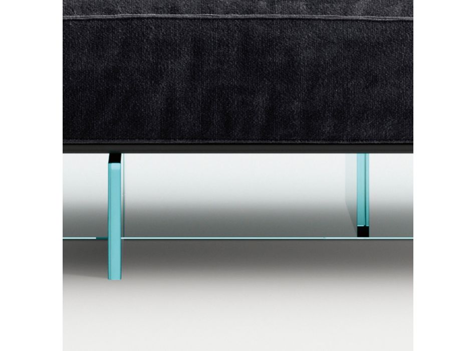 Sofá com Base de Vidro Extratransparente e Assento de Tecido Made in Italy - Rory Viadurini