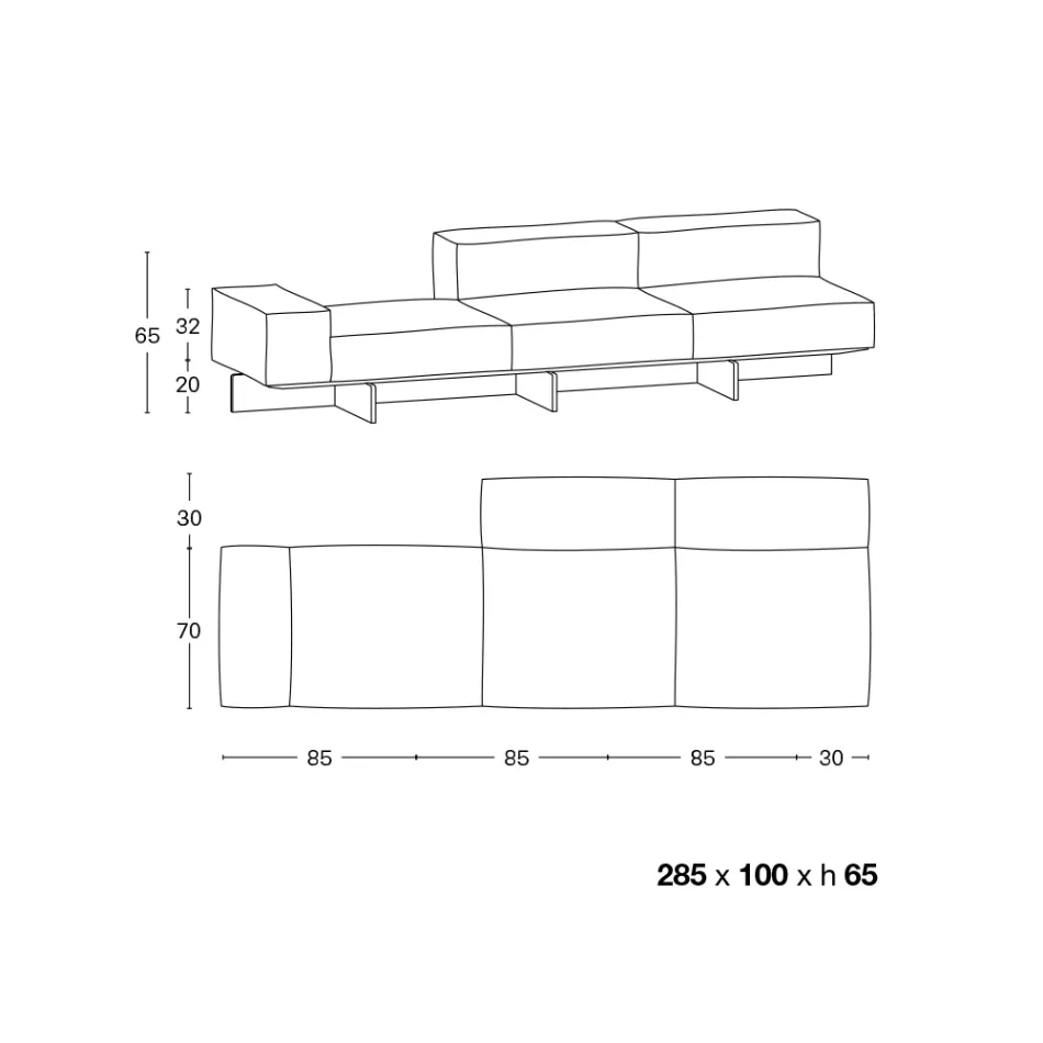 Sofá com Base de Vidro Extratransparente e Assento de Tecido Made in Italy - Rory Viadurini