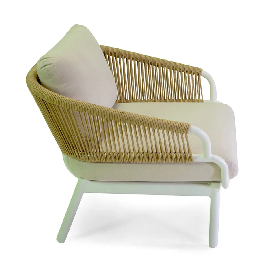 Sofá com Poltronas e Mesa de Centro em Alumínio Branco para o Jardim - Tenda Viadurini