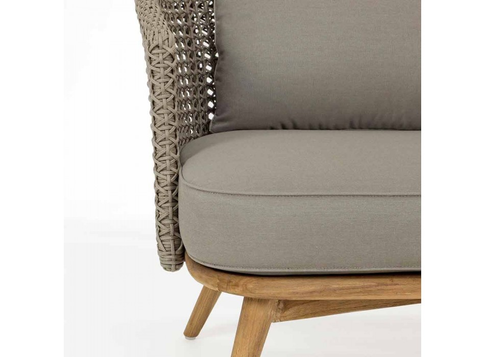 Sofá de exterior 2 ou 3 lugares em madeira e tecido Dove-Grey Homemotion - Luana Viadurini