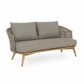 Sofá de exterior 2 ou 3 lugares em madeira e tecido Dove-Grey Homemotion - Luana