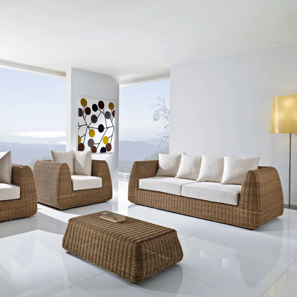 Sofá externo de 3 lugares em tecido de poliuretano - Charlie Viadurini