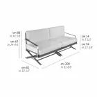 Sofá Exterior 3 Lugares em Madeira Natural ou Tecido Preto e Luxo - Suzana Viadurini