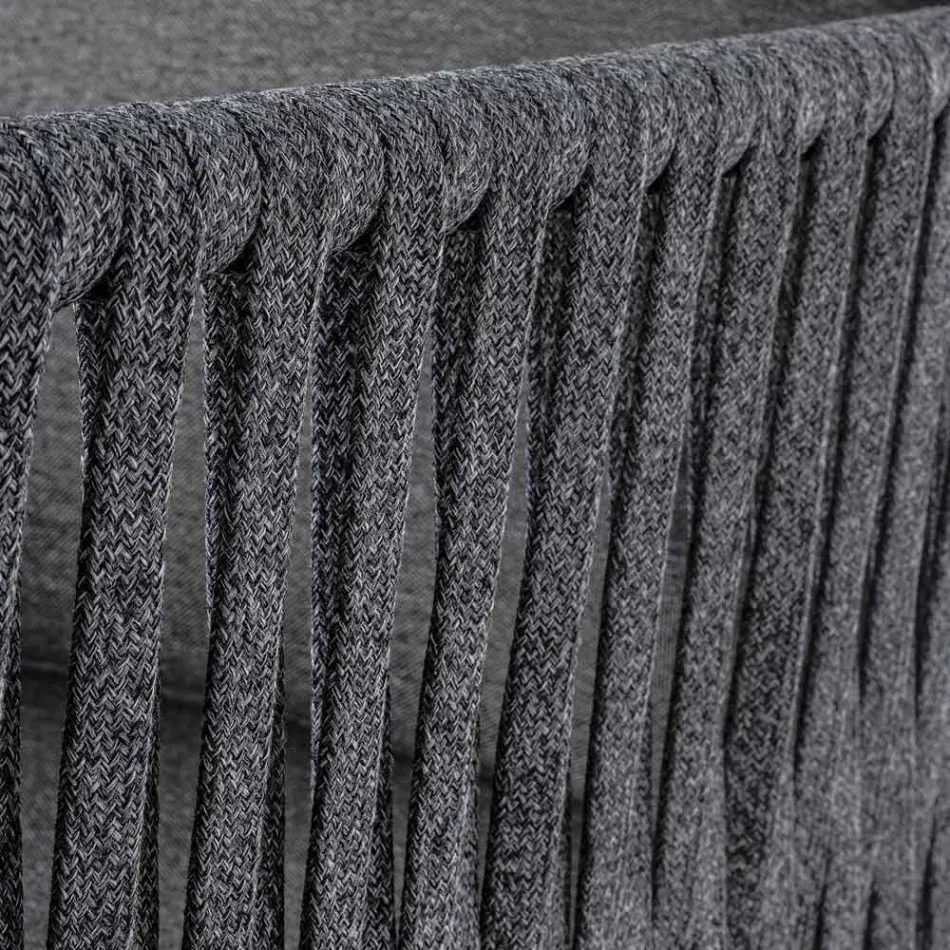 Sofá Exterior de Alumínio e Corda com Almofadas de Tecido, Homemotion - Shama Viadurini