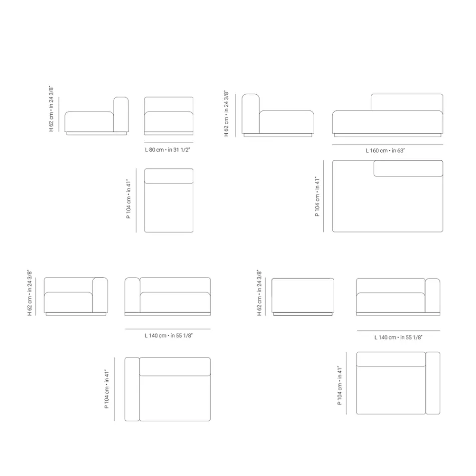 Sofá modular para área externa com estofamento em borracha drenante fabricado na Itália - Bahias Viadurini