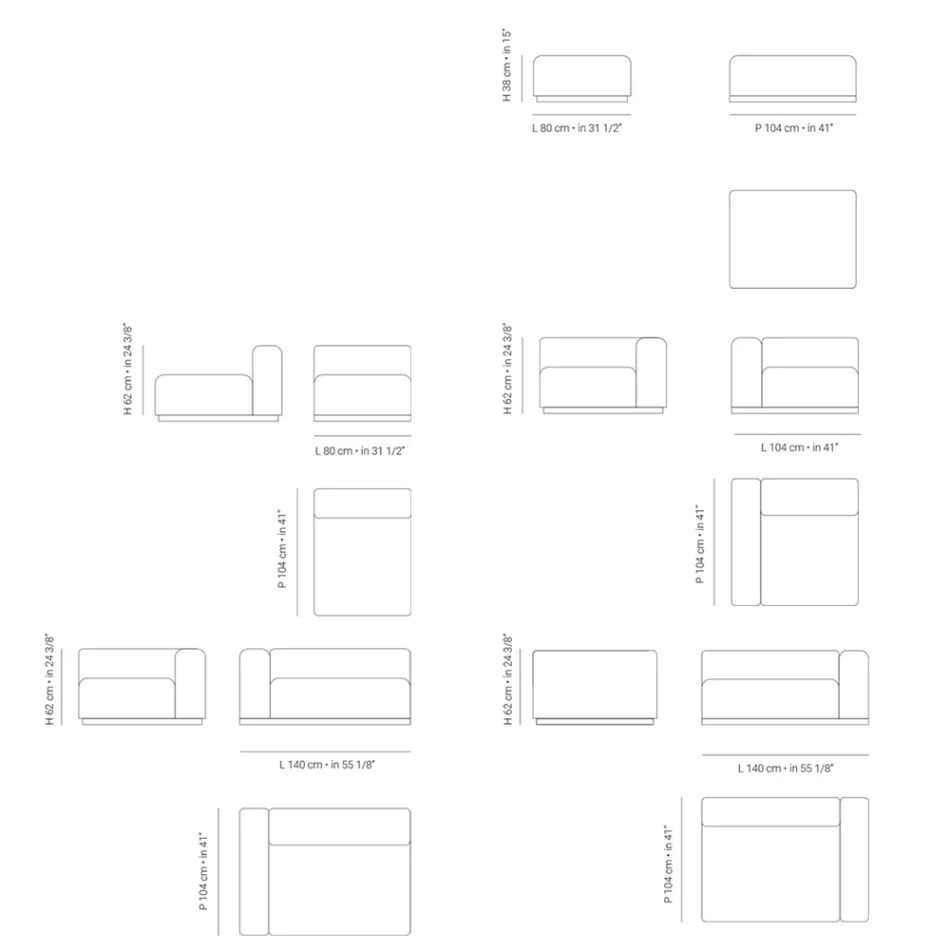 Sofá modular para área externa em tecido repelente à água fabricado na Itália - Bahias Viadurini