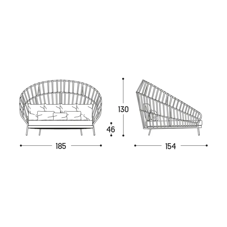 Sofá ao ar livre com travesseiros incluídos fabricado na Itália - Emmacross por Varaschin Viadurini