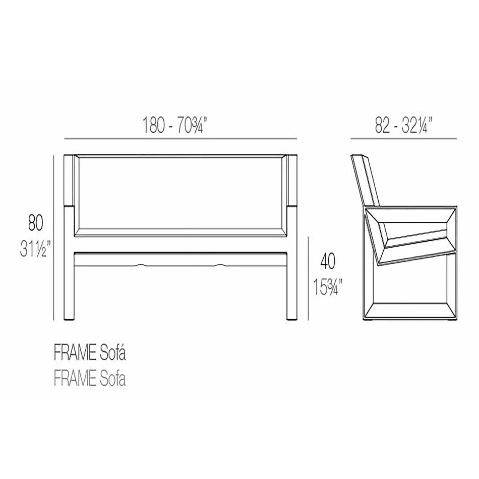 Frame by Vondom sofá ao ar livre, em resina de polietileno, design Viadurini