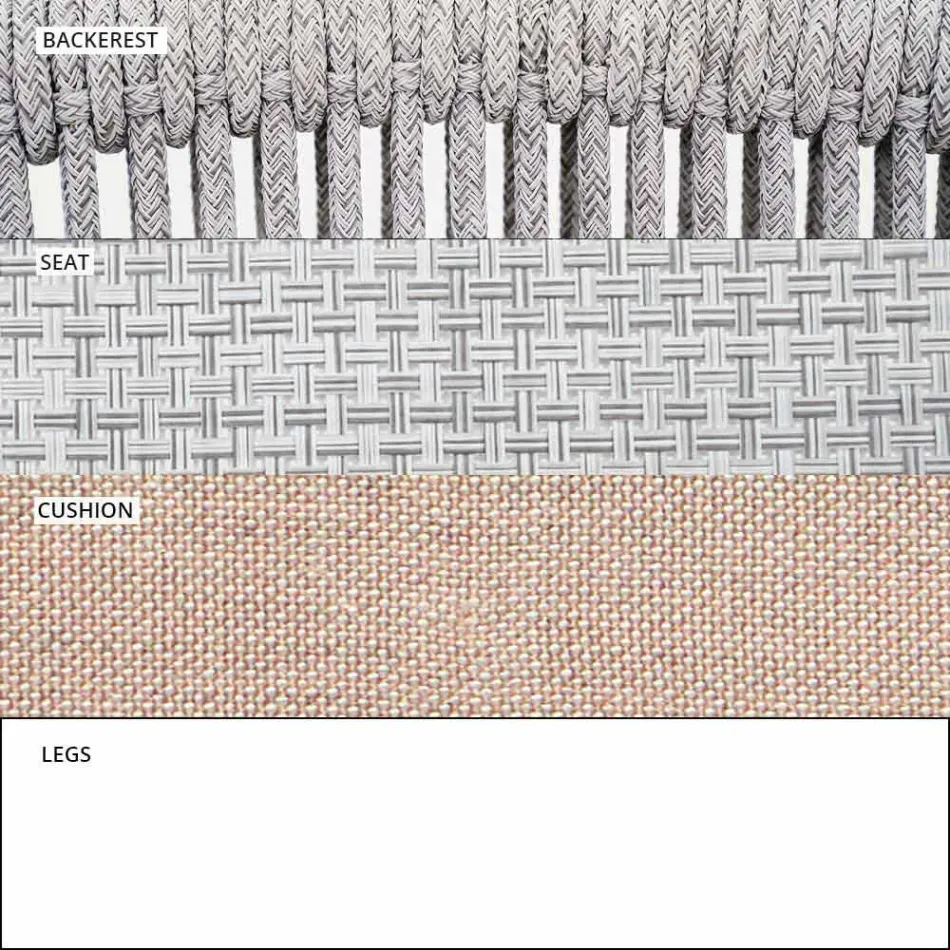Tecido estofado para sofá ao ar livre empilhável de dois lugares - inteligente por Varaschin Viadurini