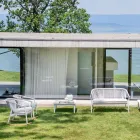 Tecido estofado para sofá ao ar livre empilhável de dois lugares - inteligente por Varaschin Viadurini