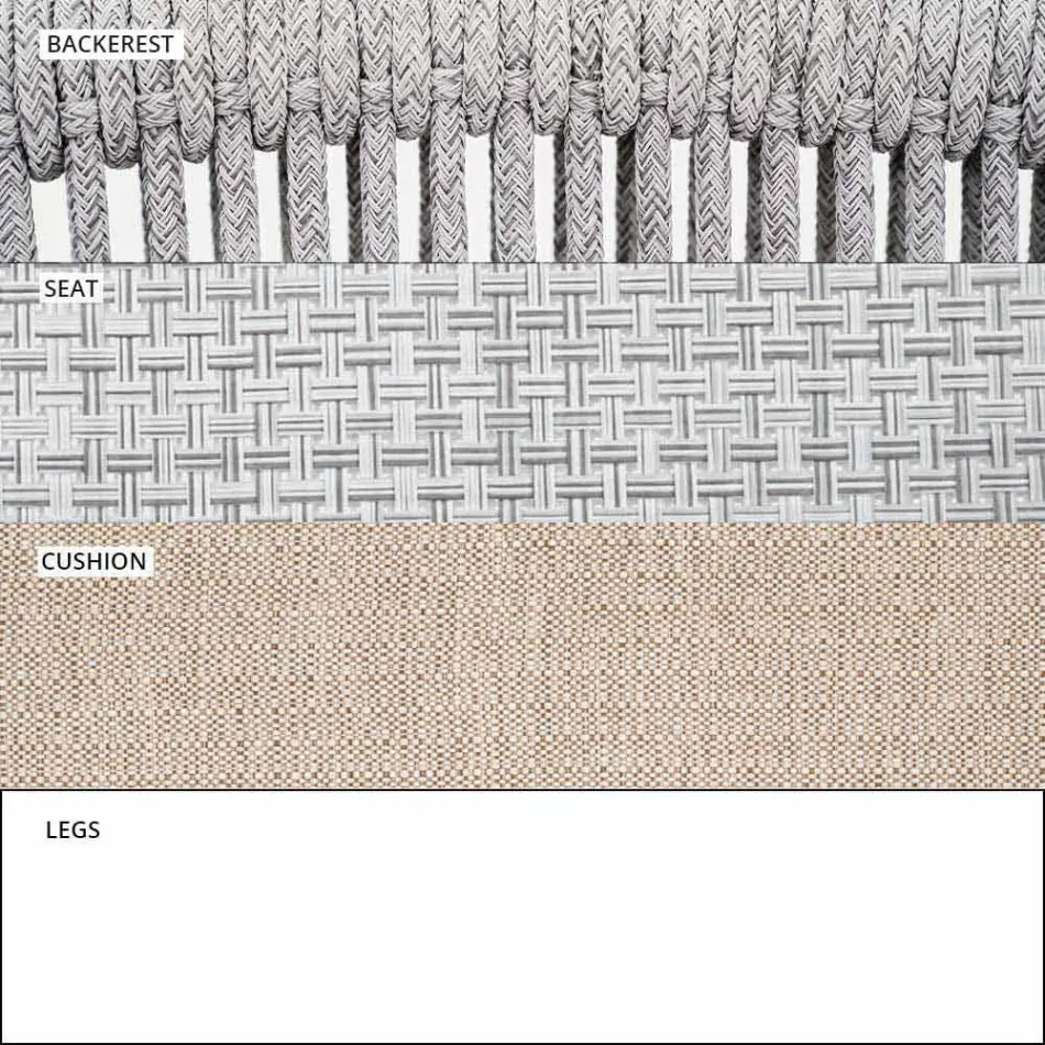 Tecido estofado para sofá ao ar livre empilhável de dois lugares - inteligente por Varaschin Viadurini