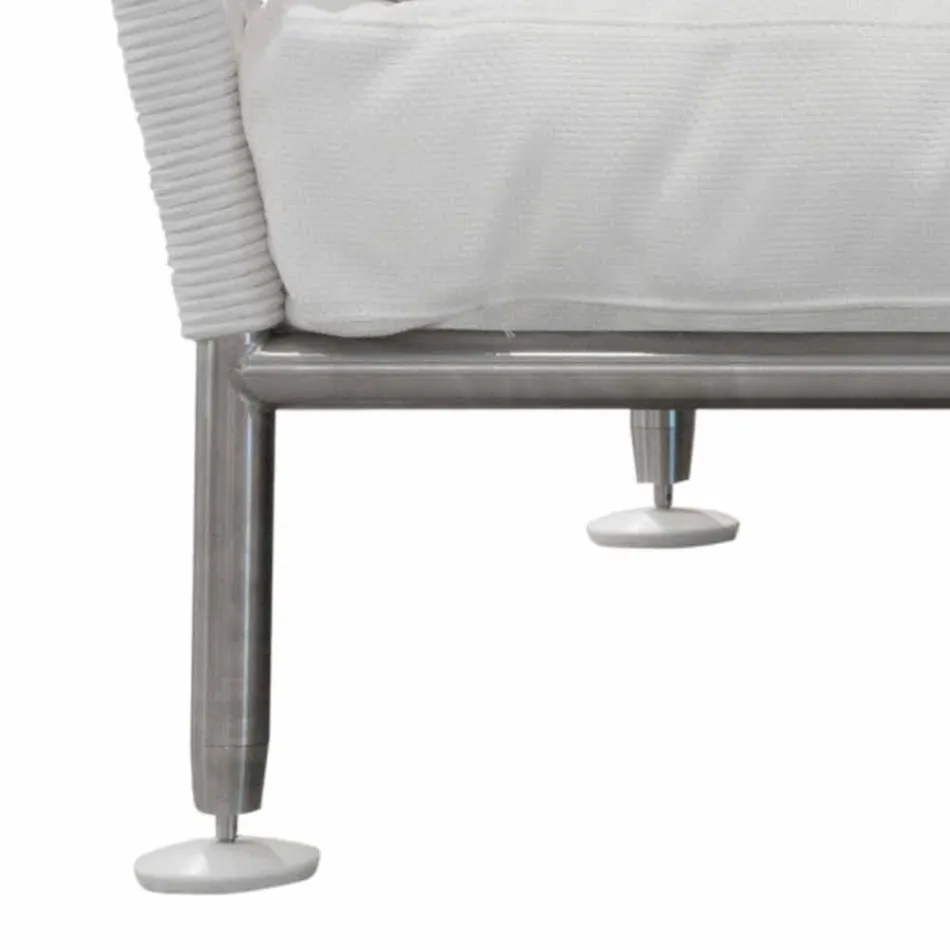 Sofá Externo em Aço e Tecido PVC Branco Almofadas - Ontario 6 Viadurini