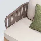 Sofá para área externa em trama de teca e polietileno - Jhon Viadurini