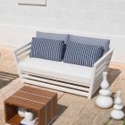 Sofá de jardim de 2 lugares em alumínio branco ou preto e almofadas azuis - Cynthia Viadurini