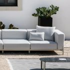 Sofá de Jardim de 3 Lugares com Chaise Longue em Alumínio e Tecido - Filomena Viadurini
