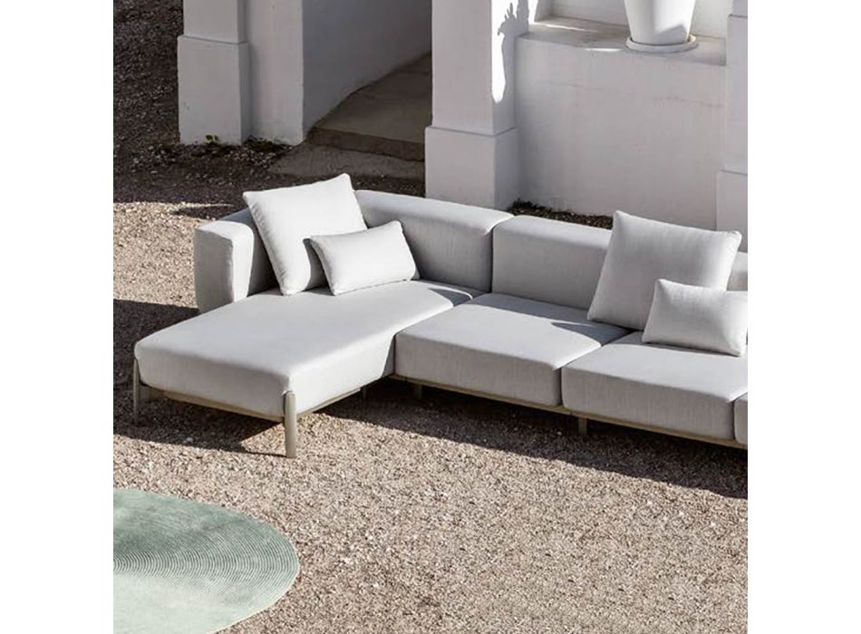 Sofá de Jardim de 3 Lugares com Chaise Longue em Alumínio e Tecido - Filomena Viadurini
