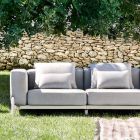 Sofá de Jardim de 3 Lugares com Pufe Luxo em Alumínio e Tecido - Filomena Viadurini