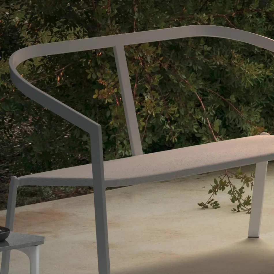 Sofá Jardim com Base em Alumínio e Assento em Têxtil Made in Italy - Maureen Viadurini