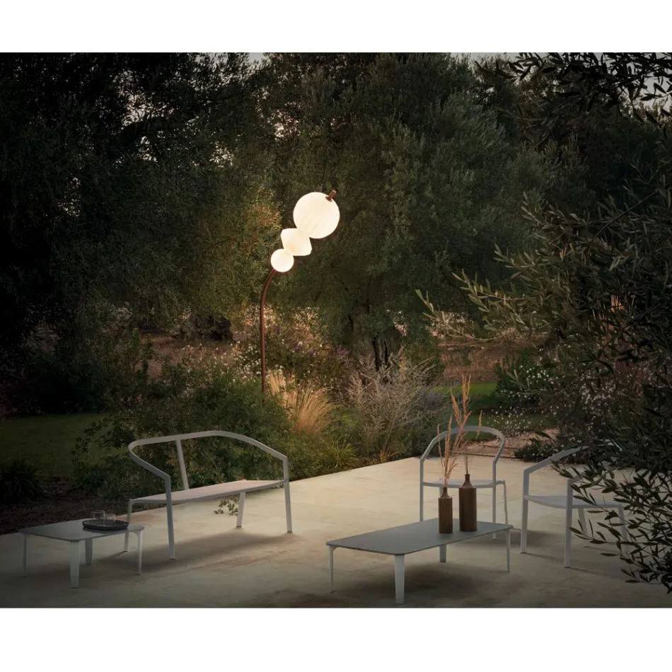 Sofá Jardim com Base em Alumínio e Assento em Têxtil Made in Italy - Maureen Viadurini