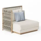 Sofá de jardim modular com estrutura baixa de madeira fabricado na Itália - Rubik Viadurini