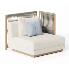 Sofá de jardim modular com estrutura baixa de madeira fabricado na Itália - Rubik Viadurini