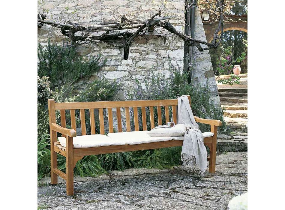 Sofá de jardim de 2 ou 3 lugares em teca fabricado na Itália - Sleepy Viadurini