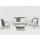 Sofá de Jardim em Alumínio e Tecelagem de Corda - Asteria Viadurini