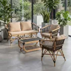 Sofá de Jardim em Rattan Natural com Almofadas Incluídas - Catelyn Viadurini