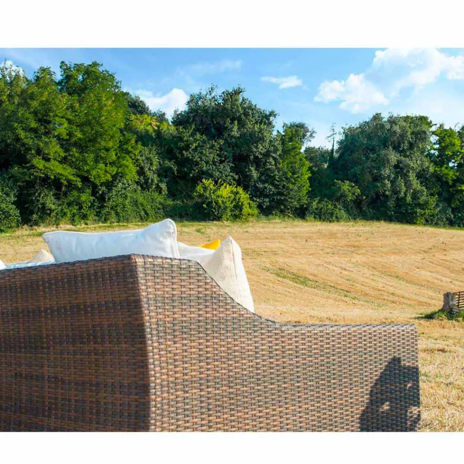 Sofá tecido à mão de jardim Joe Coffee polietileno Viadurini