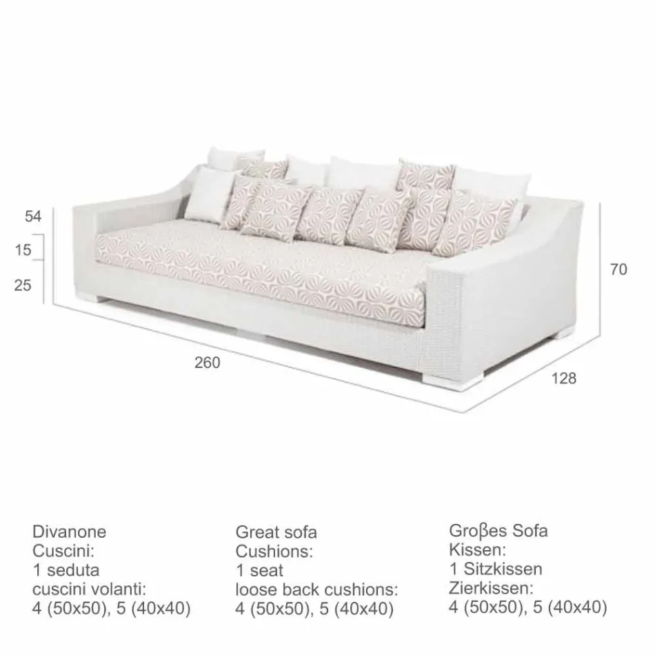 Sofá tecido à mão de jardim Joe Coffee polietileno Viadurini