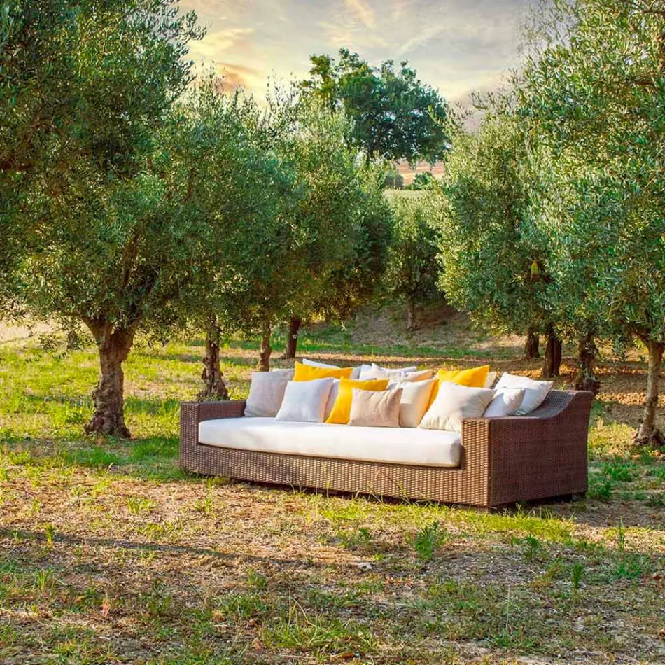 Sofá tecido à mão de jardim Joe Coffee polietileno Viadurini