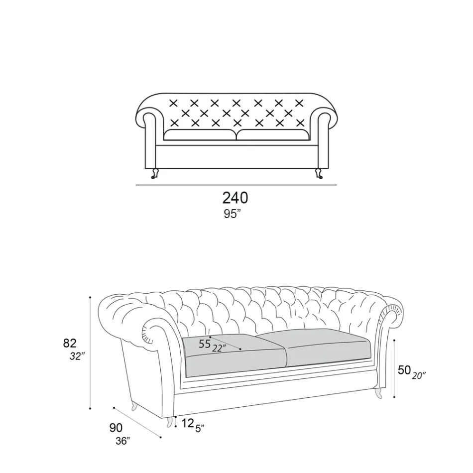 Sofá interno com pés de madeira e rodas de metal fabricado na Itália - Giocoso Viadurini