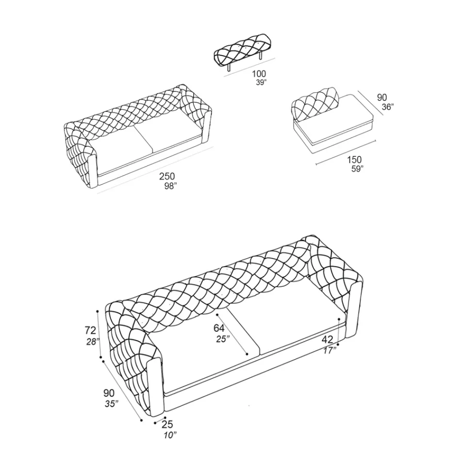 Sofá interno com apoio de cabeça reclinável fabricado na Itália - Unleashed Viadurini