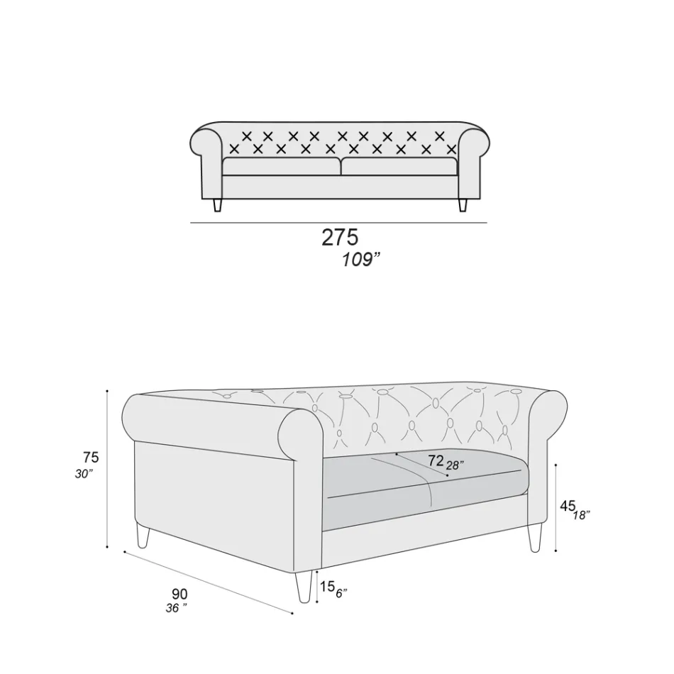 Sofá interno disponível em diferentes tamanhos Made in Italy - Vivace Viadurini