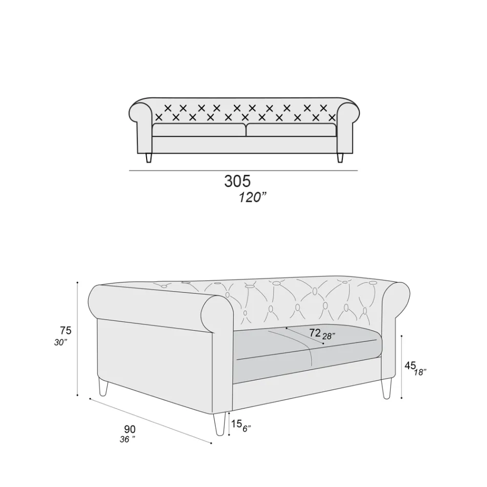 Sofá interno disponível em diferentes tamanhos Made in Italy - Vivace Viadurini
