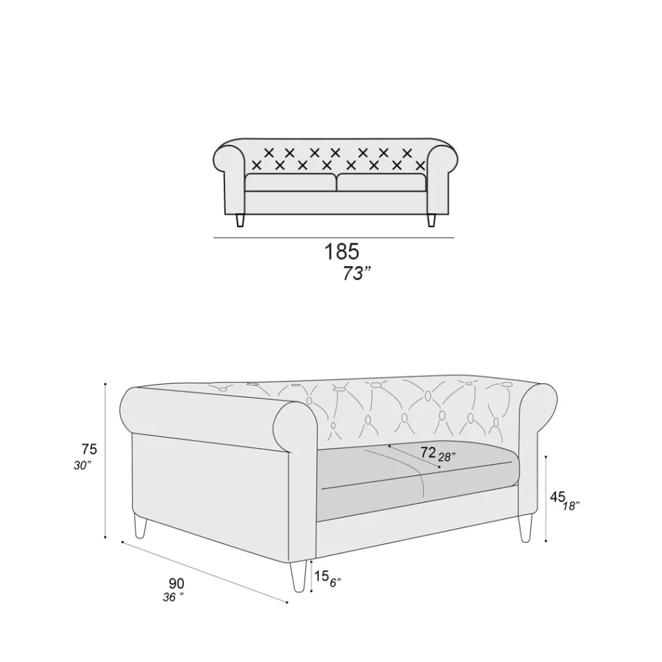 Sofá interno disponível em diferentes tamanhos Made in Italy - Vivace Viadurini