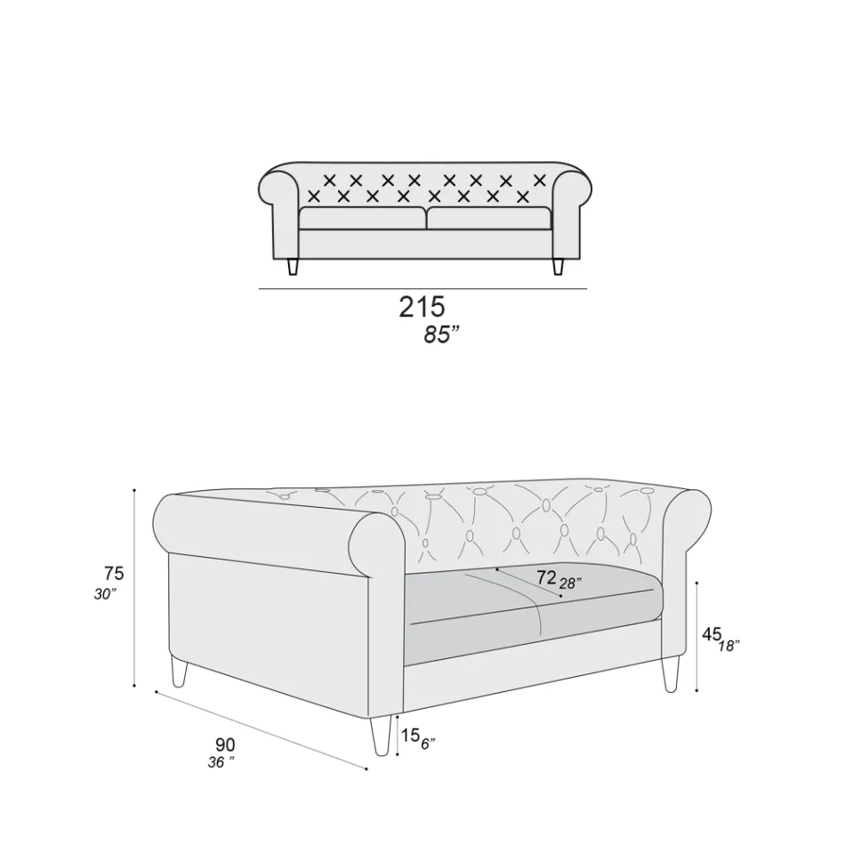 Sofá interno disponível em diferentes tamanhos Made in Italy - Vivace Viadurini