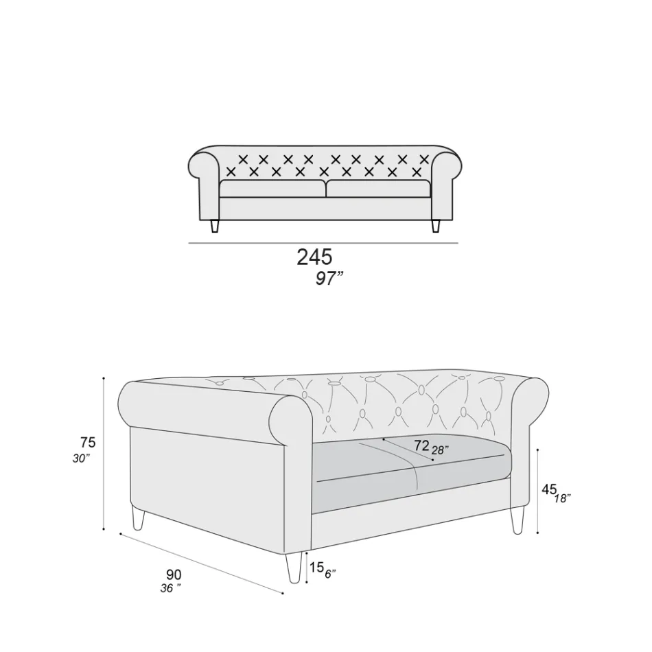 Sofá interno disponível em diferentes tamanhos Made in Italy - Vivace Viadurini