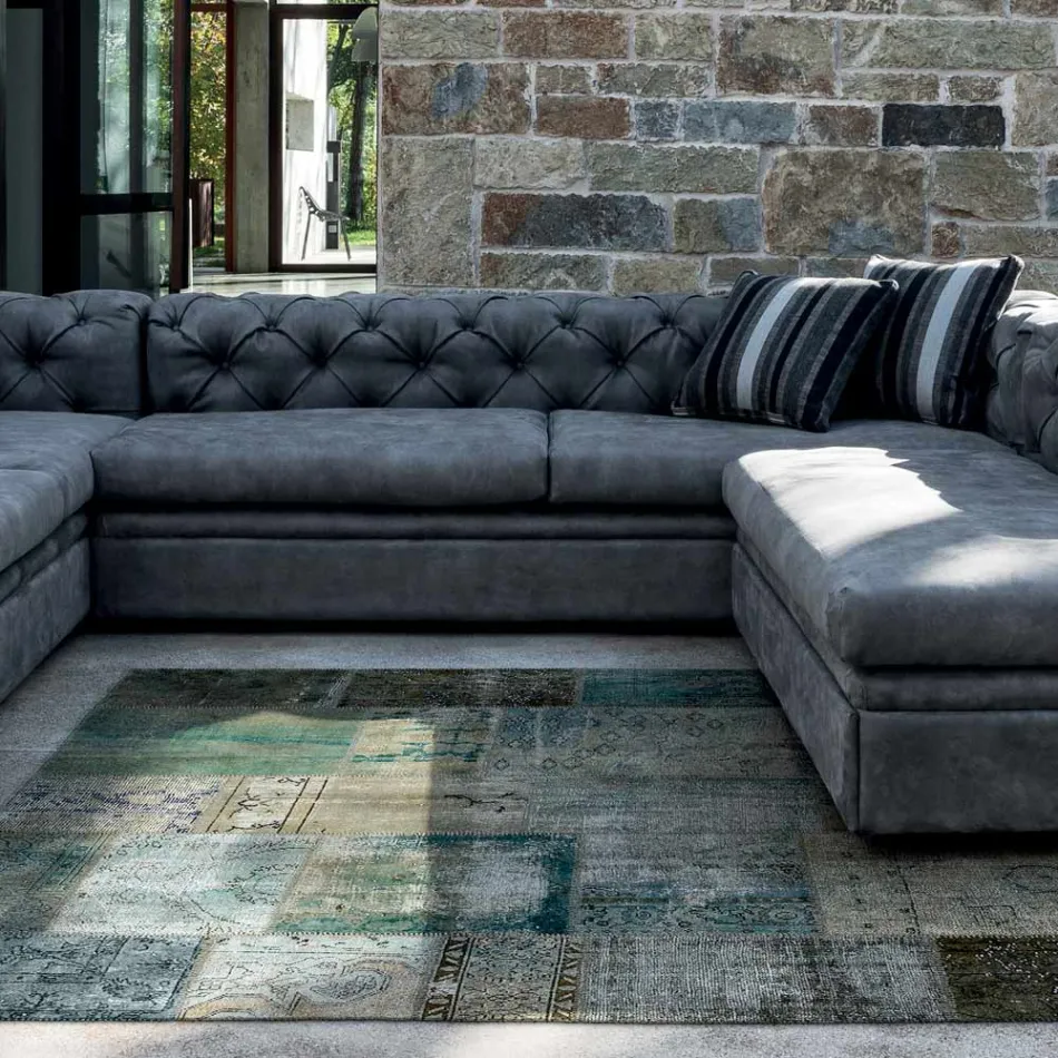 Sofá da Sala com Encosto de Cabeça Reclinável e Península - Unleashed Viadurini