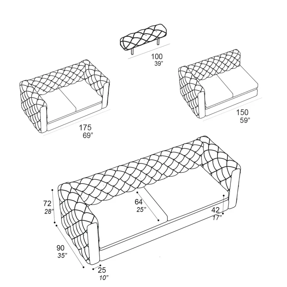 Sofá da sala com apoio de cabeça reclinável Made in Italy - Unleashed Viadurini
