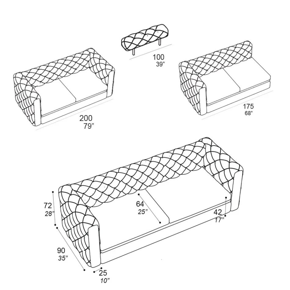 Sofá da sala com apoio de cabeça reclinável Made in Italy - Unleashed Viadurini