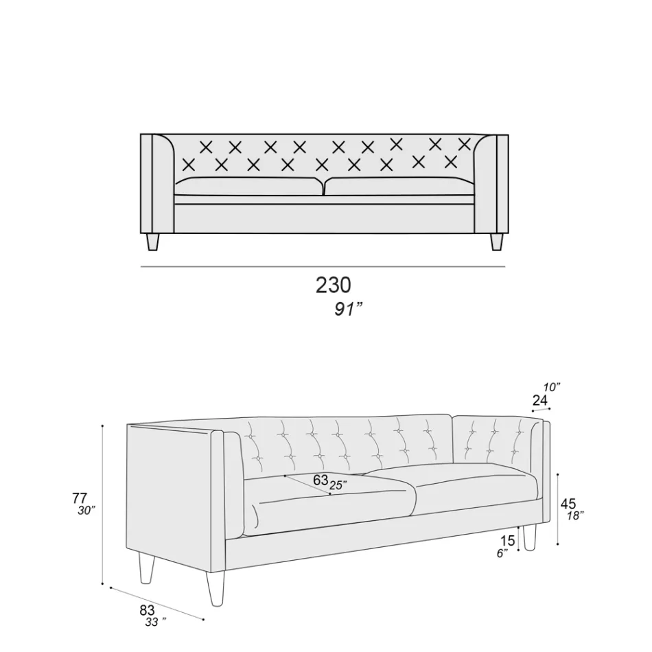 Sofá para Sala com Estrutura e Pés em Madeira Made in Italy - Comico Viadurini