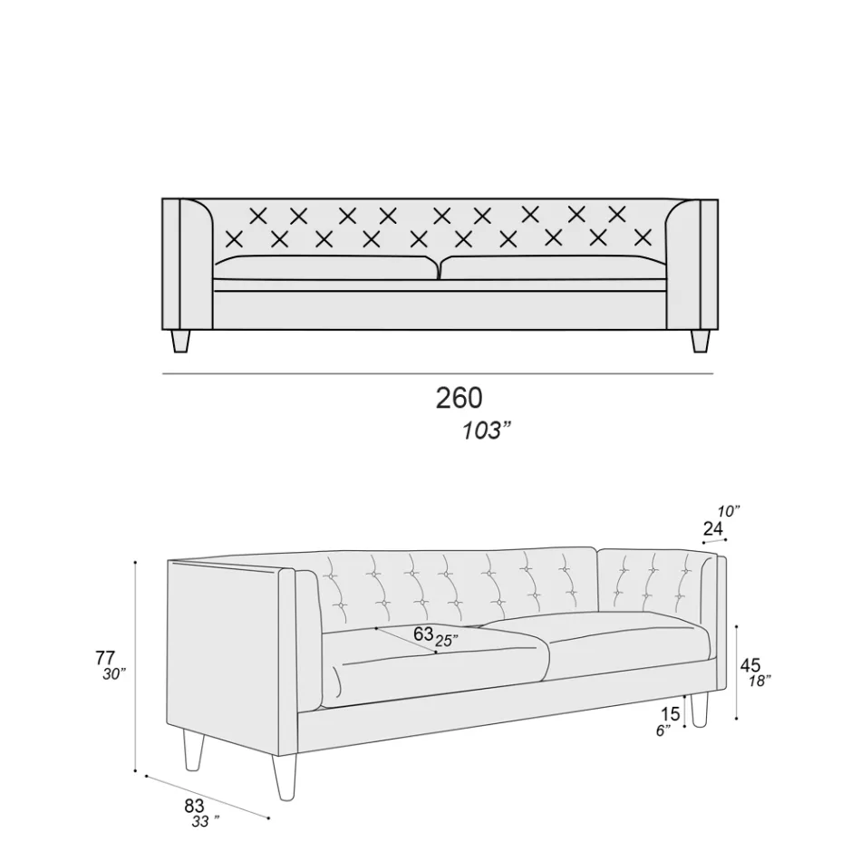 Sofá para Sala com Estrutura e Pés em Madeira Made in Italy - Comico Viadurini